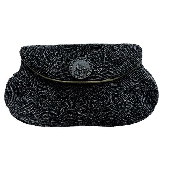 Vintage Jorelle Beaded Handbag Clutch Black - Picture 2 of 12